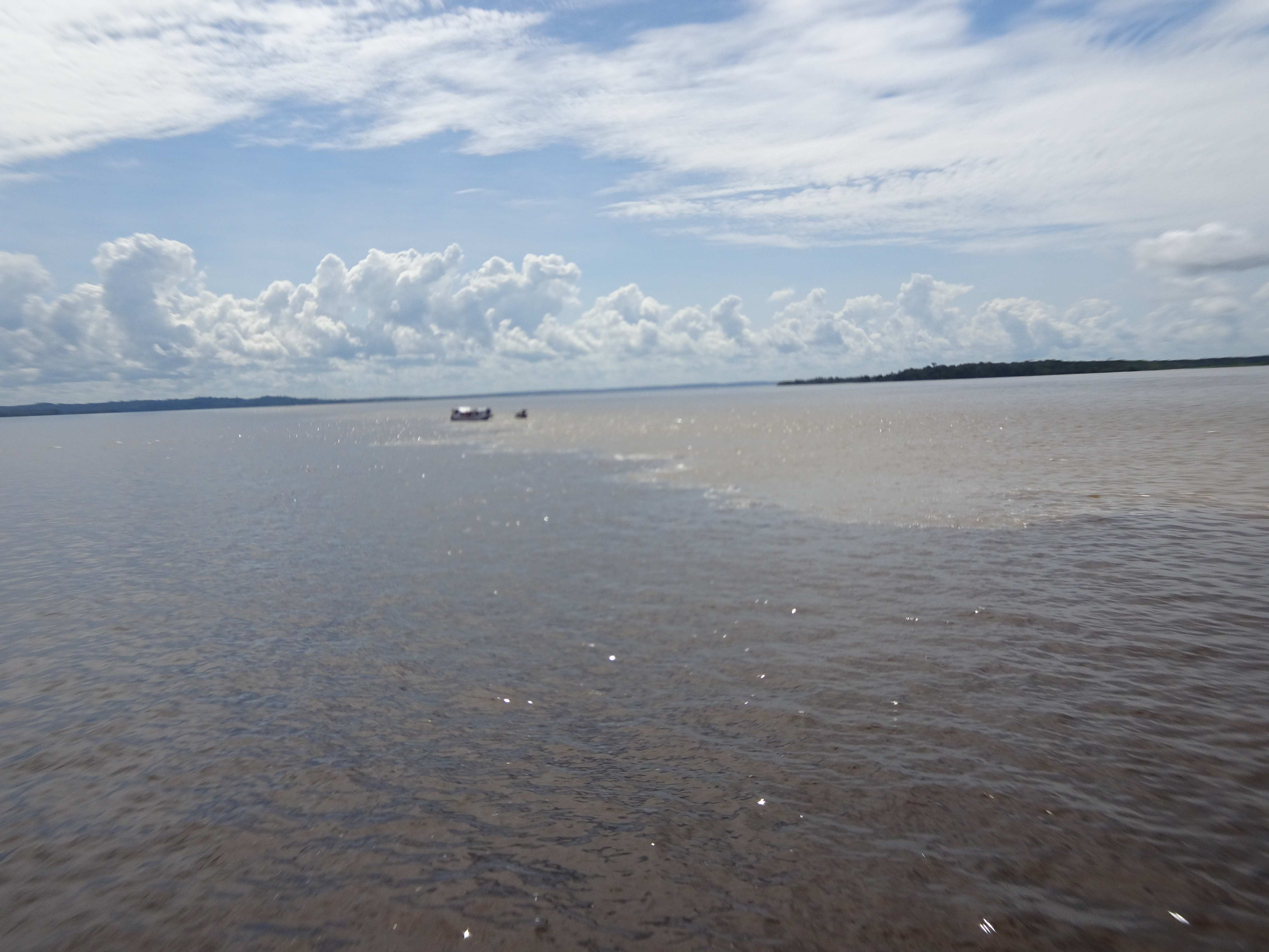 Encontro das Aguas (Treffen der Wasser) Zusammenfluss von Rio Negro und Rio Solimoes, der ab hier Amazonas genannt wird.