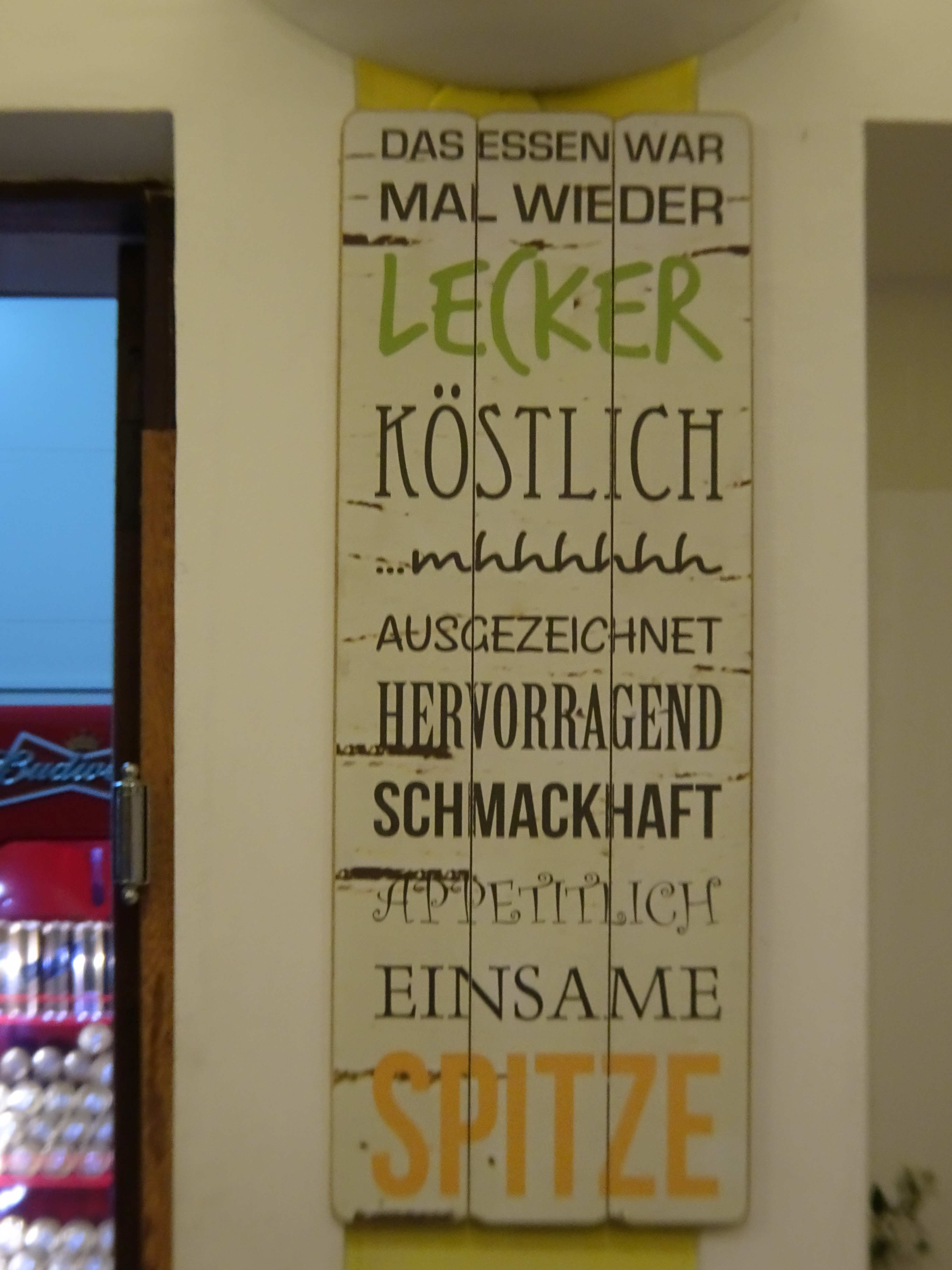 Feedback-Bogen für das Essen im Restaurant des Goetheinstitutes.